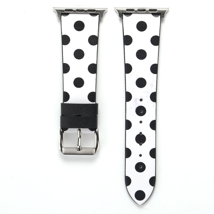 Frendorf | Fashion Wave Punkt Serie Leder Uhrenarmband Für Apple Watch Serie 9&8&7 41mm / SE 3&SE 2&6&SE&5&4 40mm / 3&2&1 38mm (Schwarze Wellenpunkte Auf Weiß)