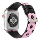 Frendorf | Fashion Wave Dot Serie Leder Uhrband für Apple Watch Serie 9&8&7 41mm / SE 3&SE 2&6&SE&5&4 40mm / 3&2&1 38mm (Schwarze Wellenpunkte Rosa)