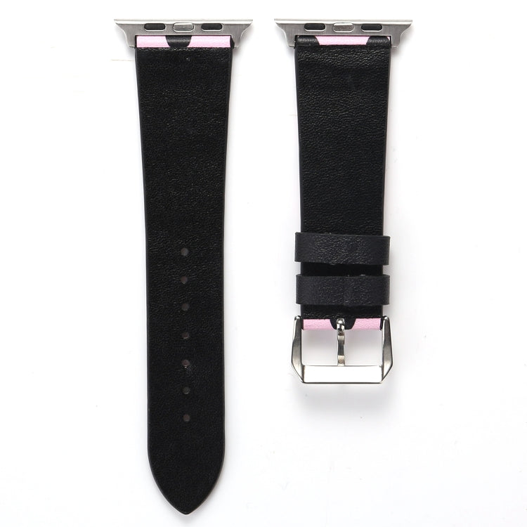 Frendorf | Fashion Wave Dot Serie Leder Uhrband für Apple Watch Serie 9&8&7 41mm / SE 3&SE 2&6&SE&5&4 40mm / 3&2&1 38mm (Schwarze Wellenpunkte Rosa)