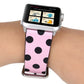 Frendorf | Fashion Wave Dot Serie Leder Uhrband für Apple Watch Serie 9&8&7 41mm / SE 3&SE 2&6&SE&5&4 40mm / 3&2&1 38mm (Schwarze Wellenpunkte Rosa)