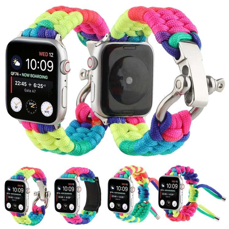 Frerndorf | Regenschirm Schnur Regenbogen Uhr Band Für Apple Watch Ultra 49mm&Watch Ultra 2 49mm / Serie 9&8&7 45mm / SE 3&SE 2&6&SE&5&4 44mm / 3&2&1 42mm(A)