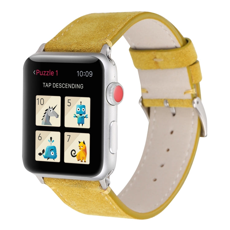 Frerndorf | Frosted Echtes Leder Uhrenarmband Für Apple Watch Series 7 41mm / 6 & SE & 5 & 4 40mm / 3 & 2 & 1 38mm(Gelb)