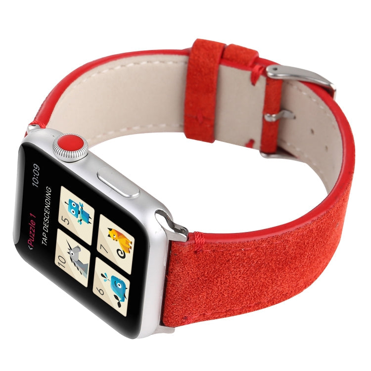 Frerndorf | Frosted Echtes Leder Uhrenarmband Für Apple Watch Series 7 41mm / 6 & SE & 5 & 4 40mm / 3 & 2 & 1 38mm(Rot)