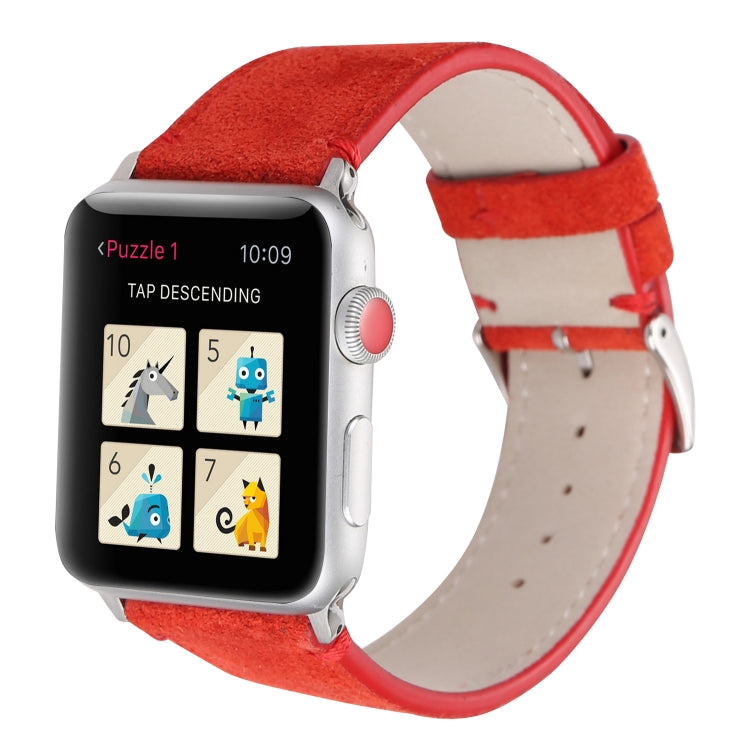 Frerndorf | Frosted Echtes Leder Uhrenarmband Für Apple Watch Series 7 41mm / 6 & SE & 5 & 4 40mm / 3 & 2 & 1 38mm(Rot)