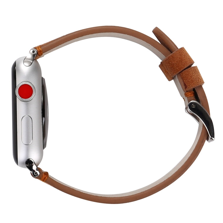 Frerndorf | Frosted Echtes Leder Uhrband Für Apple Watch Series 7 41mm / 6 & SE & 5 & 4 40mm / 3 & 2 & 1 38mm(Braun)