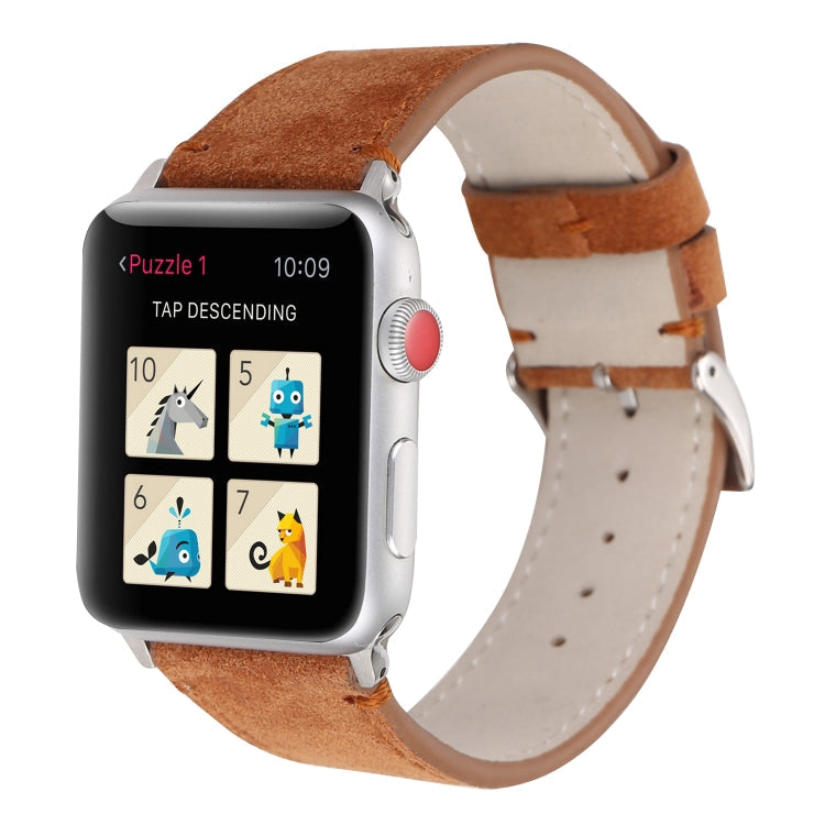 Frerndorf | Frosted Echtes Leder Uhrband Für Apple Watch Series 7 41mm / 6 & SE & 5 & 4 40mm / 3 & 2 & 1 38mm(Braun)
