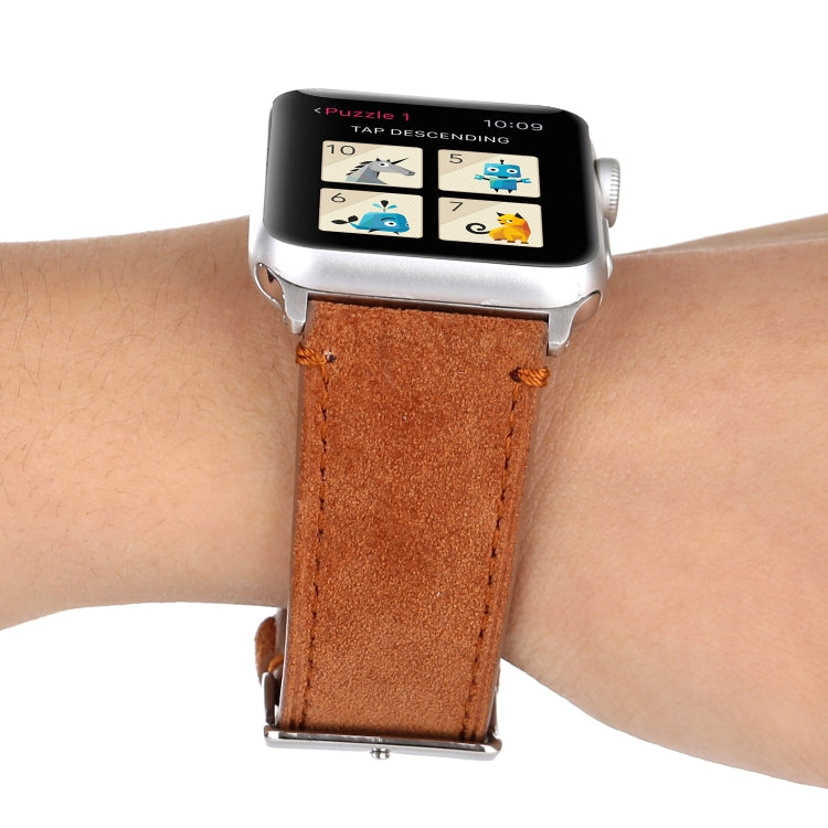 Frerndorf | Frosted Echtes Leder Uhrband Für Apple Watch Series 7 41mm / 6 & SE & 5 & 4 40mm / 3 & 2 & 1 38mm(Braun)