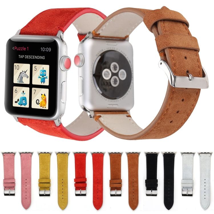 Frerndorf | Frosted Echtes Leder Uhrenarmband Für Apple Watch Series 7 41mm / 6 & SE & 5 & 4 40mm / 3 & 2 & 1 38mm(Rot)