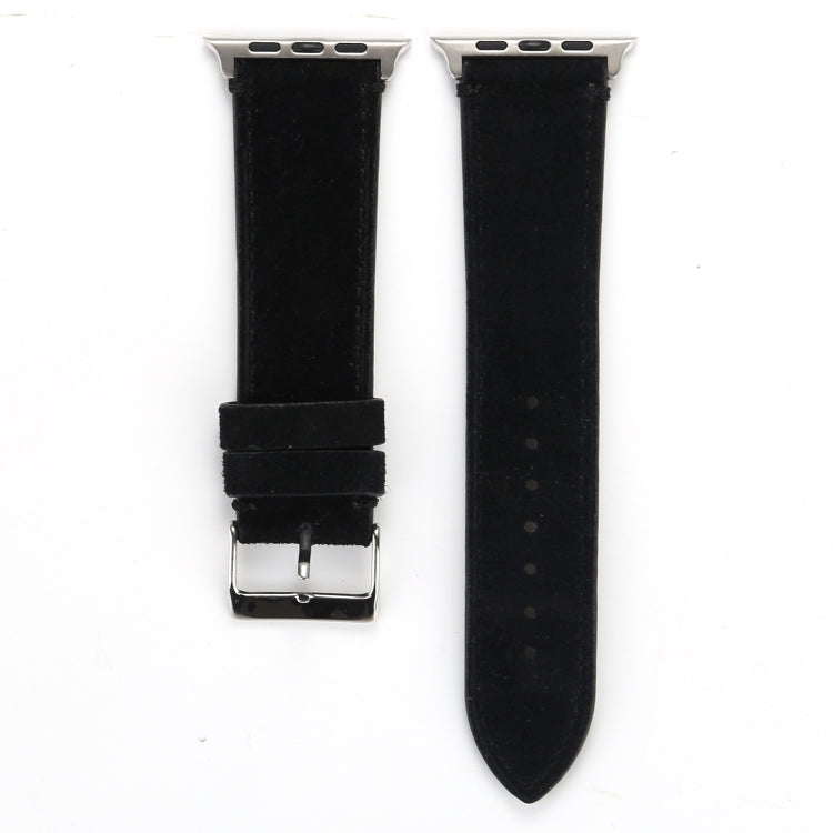 Frerndorf | Frosted Echtes Leder Uhrenarmband Für Apple Watch Series 7 45mm / 6 & SE & 5 & 4 44mm / 3 & 2 & 1 42mm (Schwarz)