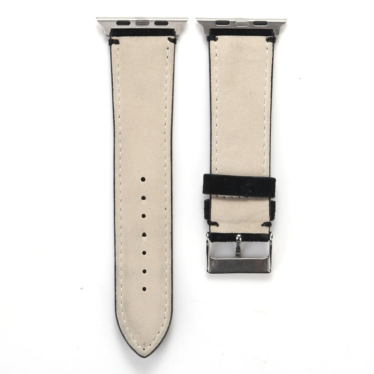 Frerndorf | Frosted Echtes Leder Uhrenarmband Für Apple Watch Series 7 45mm / 6 & SE & 5 & 4 44mm / 3 & 2 & 1 42mm (Schwarz)