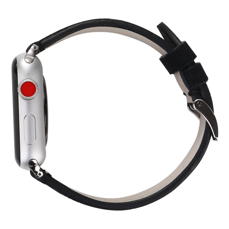 Frerndorf | Frosted Echtes Leder Uhrenarmband Für Apple Watch Series 7 45mm / 6 & SE & 5 & 4 44mm / 3 & 2 & 1 42mm (Schwarz)
