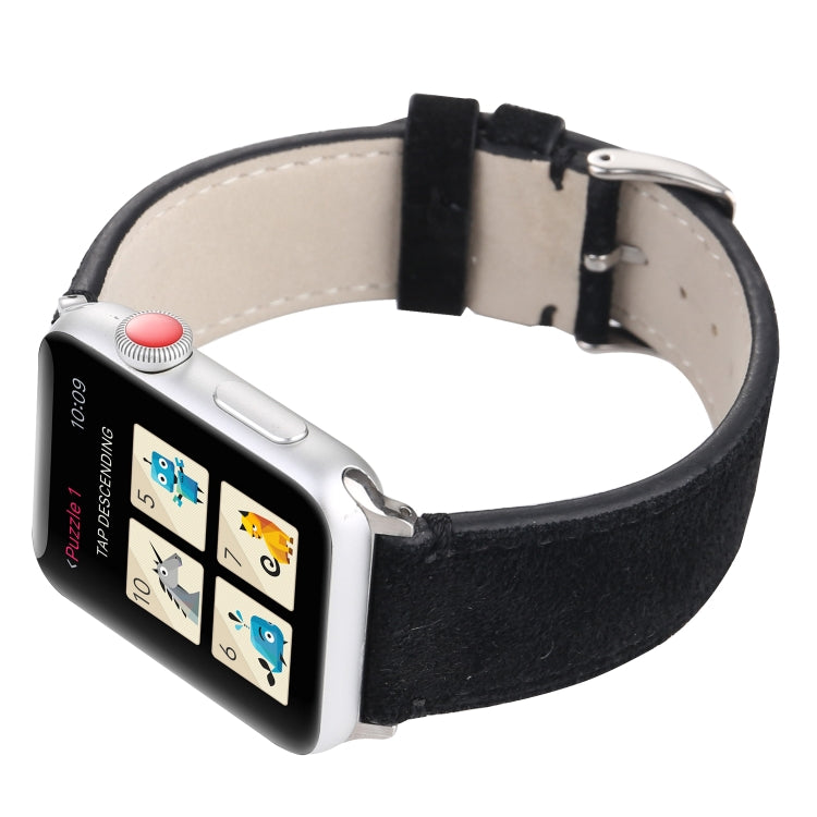 Frerndorf | Frosted Echtes Leder Uhrenarmband Für Apple Watch Series 7 45mm / 6 & SE & 5 & 4 44mm / 3 & 2 & 1 42mm (Schwarz)