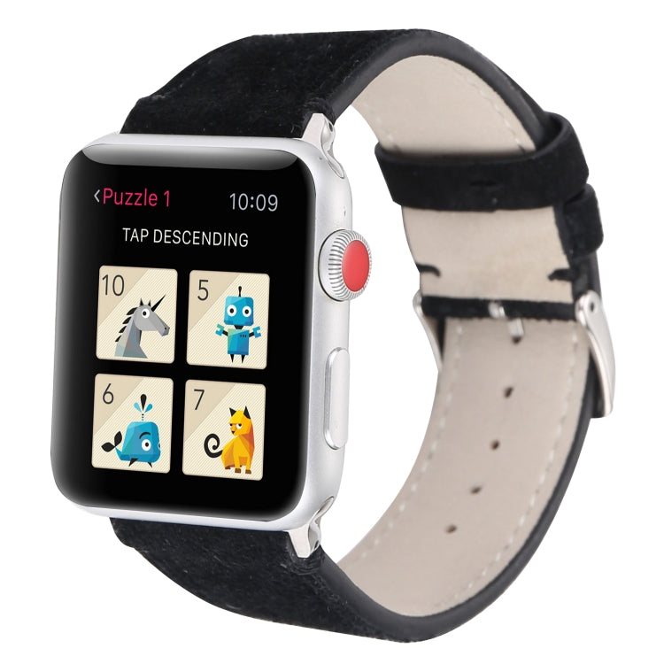 Frerndorf | Frosted Echtes Leder Uhrenarmband Für Apple Watch Series 7 45mm / 6 & SE & 5 & 4 44mm / 3 & 2 & 1 42mm (Schwarz)