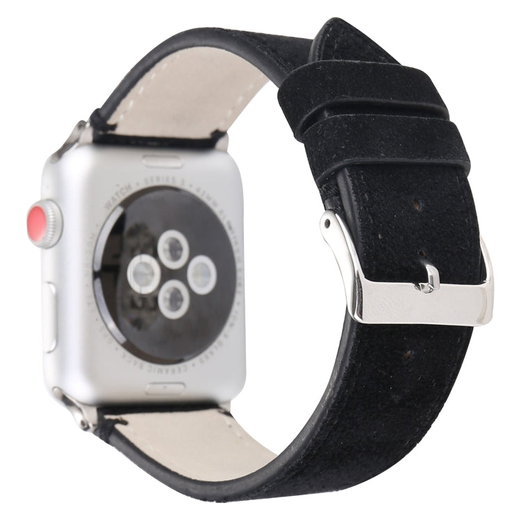 Frerndorf | Frosted Echtes Leder Uhrenarmband Für Apple Watch Series 7 45mm / 6 & SE & 5 & 4 44mm / 3 & 2 & 1 42mm (Schwarz)
