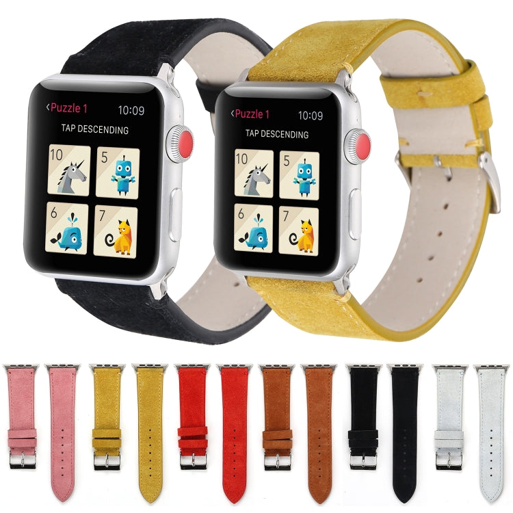 Frerndorf | Frosted Echtes Leder Uhrenarmband Für Apple Watch Series 7 45mm / 6 & SE & 5 & 4 44mm / 3 & 2 & 1 42mm (Schwarz)