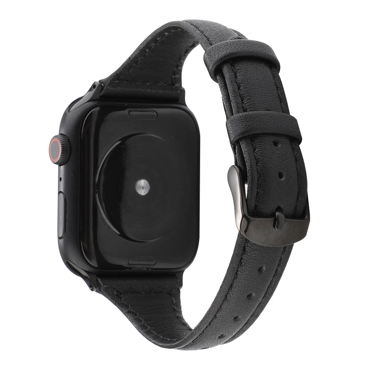 Frendorf | Für Apple Watch Series 7 41mm / 6 & SE & 5 & 4 40mm / 3 & 2 & 1 38mm Crazy Horse Texture Echtes Leder Armband (Schwarz)