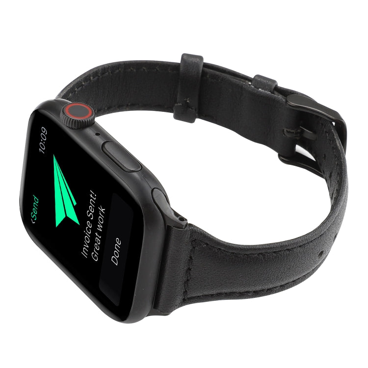 Frendorf | Für Apple Watch Series 7 41mm / 6 & SE & 5 & 4 40mm / 3 & 2 & 1 38mm Crazy Horse Texture Echtes Leder Armband (Schwarz)