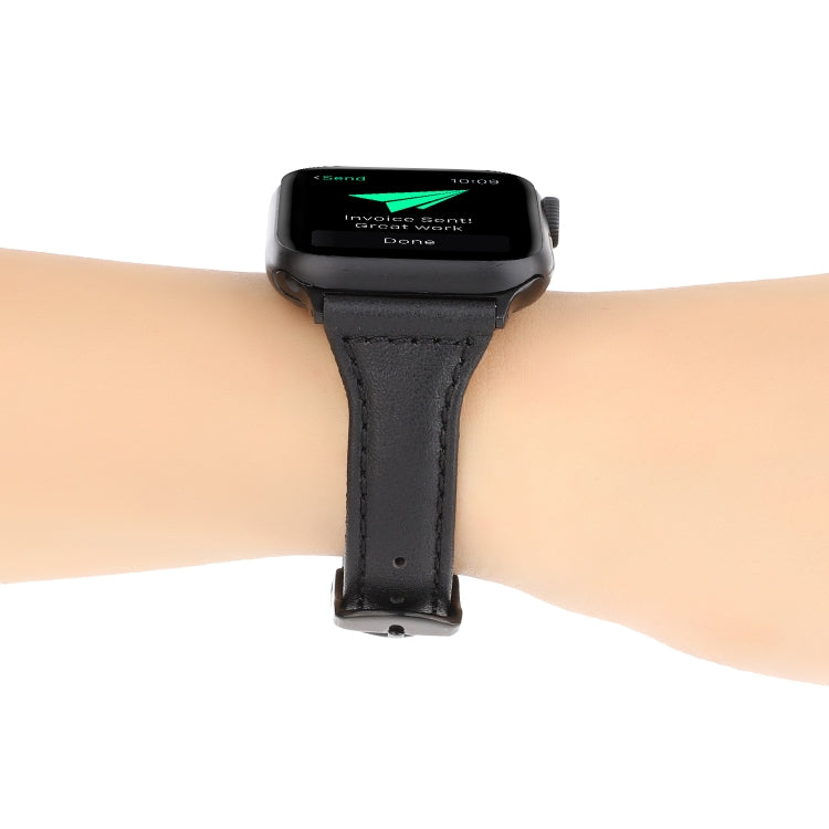 Frendorf | Für Apple Watch Series 7 41mm / 6 & SE & 5 & 4 40mm / 3 & 2 & 1 38mm Crazy Horse Texture Echtes Leder Armband (Schwarz)