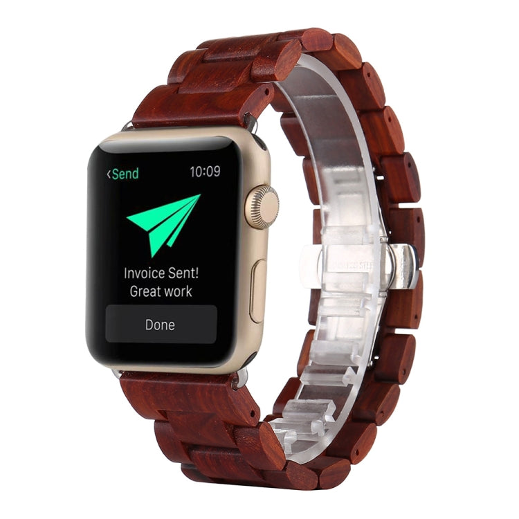 Frerndorf | Holzarmband für die Apple Watch Series 9&8&7 41mm / SE 3&SE 2&6&SE&5&4 40mm / 3&2&1 38mm (Weinrot)