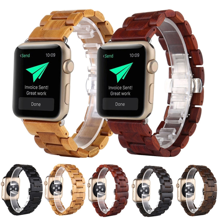 Frerndorf | Holzarmband für die Apple Watch Series 9&8&7 41mm / SE 3&SE 2&6&SE&5&4 40mm / 3&2&1 38mm (Weinrot)