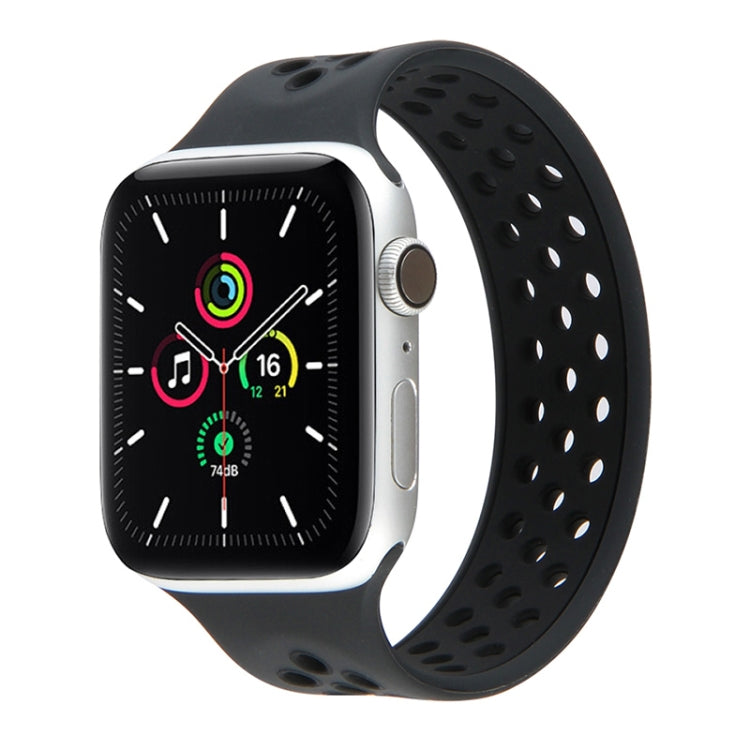 Frendorf | Elastisches Silikon-Uhrenarmband für Apple Watch Series 9&8&7 41mm / SE 3&SE 2&6&SE&5&4 40mm / 3&2&1 38mm, Länge: 160mm (Schwarz)