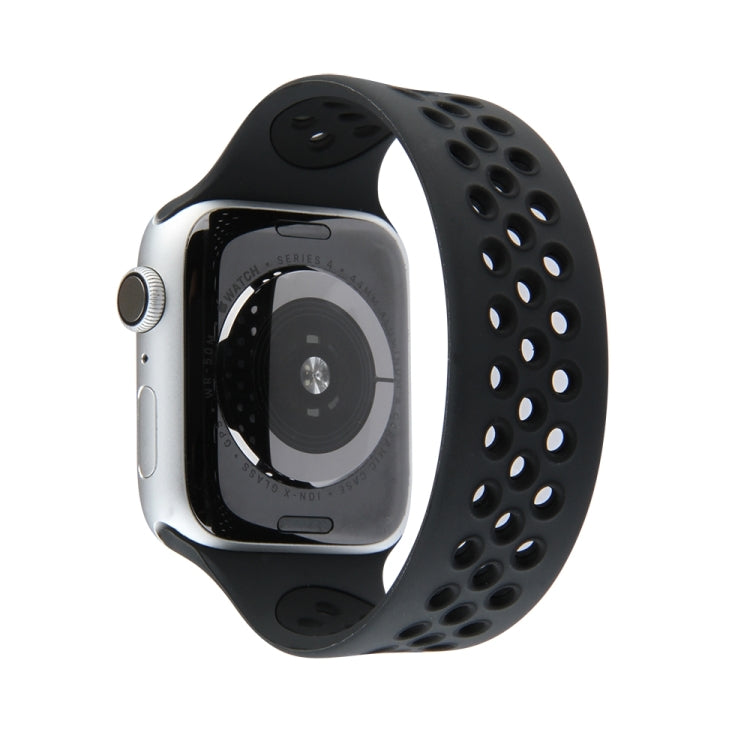 Frendorf | Elastisches Silikon-Uhrenarmband für Apple Watch Series 9&8&7 41mm / SE 3&SE 2&6&SE&5&4 40mm / 3&2&1 38mm, Länge: 160mm (Schwarz)