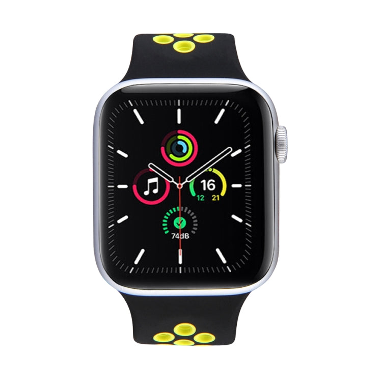 Frendorf | Elastisches Silikon-Uhrenarmband für Apple Watch Series 7 41mm / 6 & SE & 5 & 4 40mm / 3 & 2 & 1 38mm, Länge: 160mm (Schwarz Gelb)