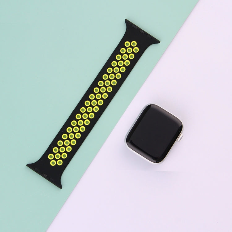 Frendorf | Elastisches Silikon-Uhrenarmband für Apple Watch Series 7 41mm / 6 & SE & 5 & 4 40mm / 3 & 2 & 1 38mm, Länge: 160mm (Schwarz Gelb)