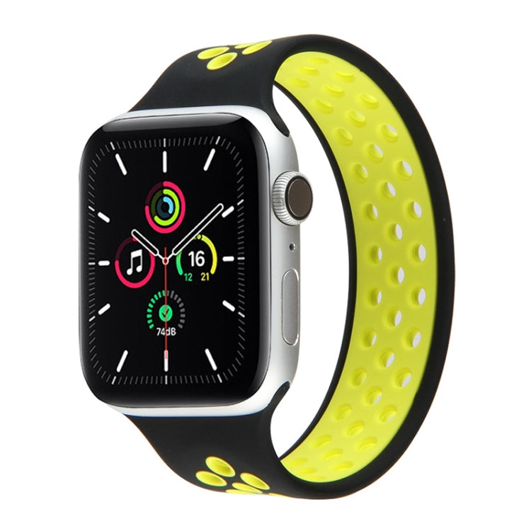 Frendorf | Elastisches Silikon-Uhrenarmband für Apple Watch Series 7 41mm / 6 & SE & 5 & 4 40mm / 3 & 2 & 1 38mm, Länge: 160mm (Schwarz Gelb)