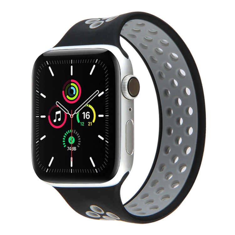 Frendorf | Elastisches Silikon-Armband für Apple Watch Series 7 41mm / 6 & SE & 5 & 4 40mm / 3 & 2 & 1 38mm, Länge: 160mm (Schwarz Grau)