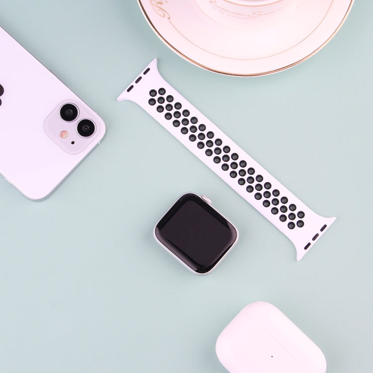 Frendorf | Elastisches Silikon-Uhrenband für Apple Watch Series 7 41mm / 6 & SE & 5 & 4 40mm / 3 & 2 & 1 38mm, Länge: 160mm (Hellrosa Weiß)