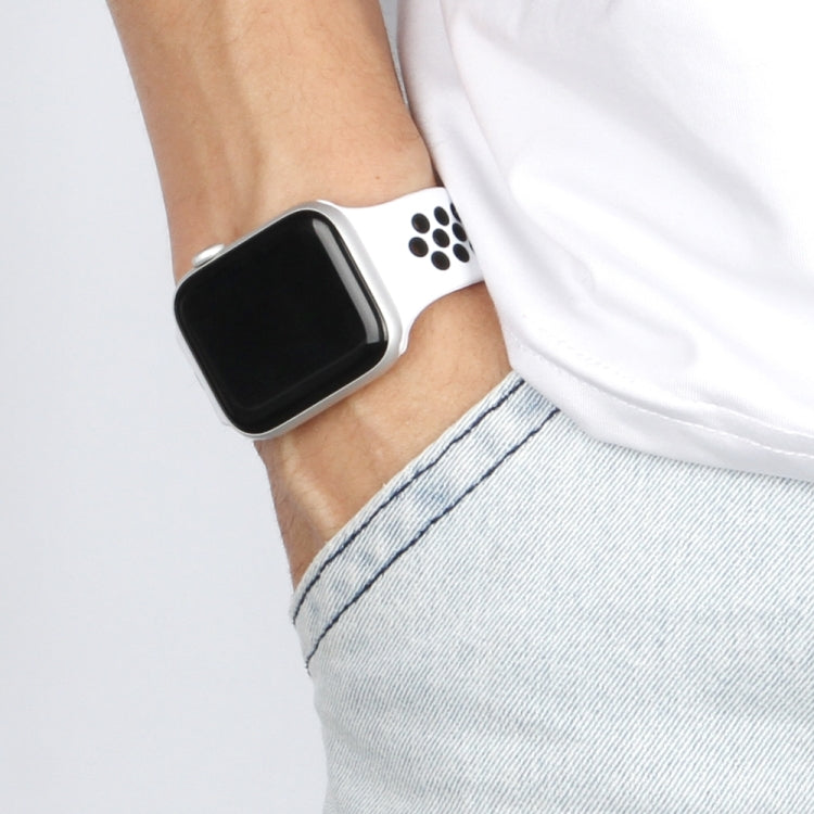 Frendorf | Elastisches Silikon-Uhrenband für Apple Watch Series 7 41mm / 6 & SE & 5 & 4 40mm / 3 & 2 & 1 38mm, Länge: 160mm (Hellrosa Weiß)