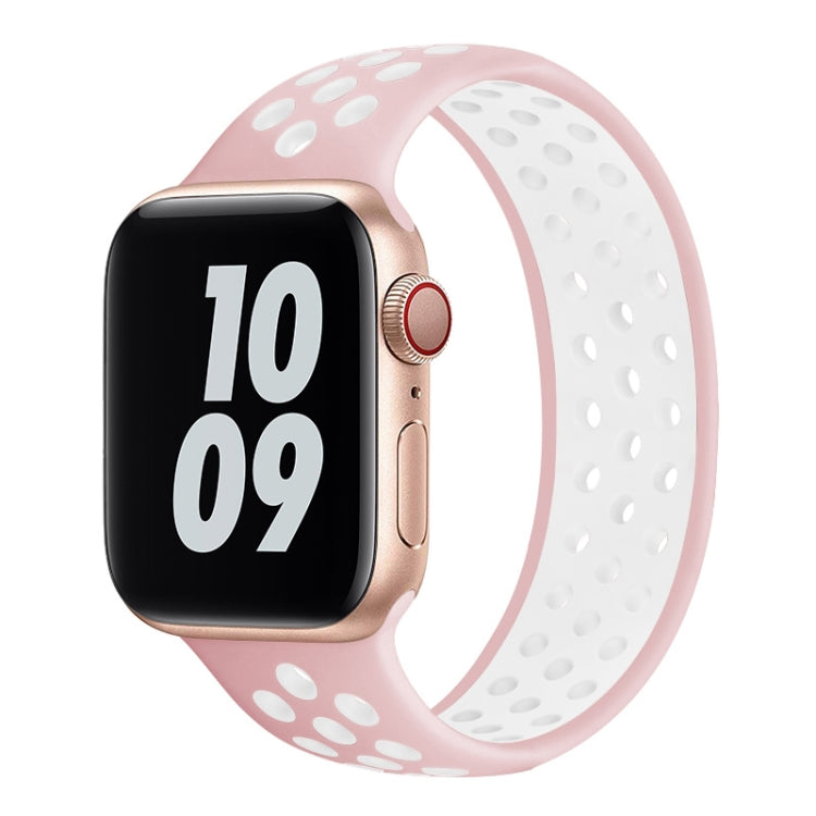 Frendorf | Elastisches Silikon-Uhrenband für Apple Watch Series 7 41mm / 6 & SE & 5 & 4 40mm / 3 & 2 & 1 38mm, Länge: 160mm (Hellrosa Weiß)