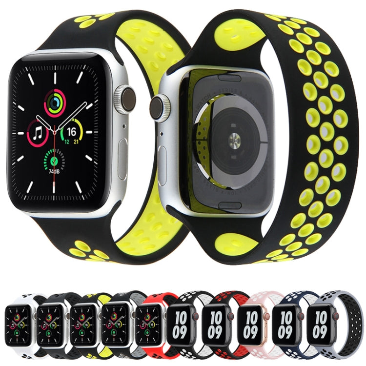 Frendorf | Elastisches Silikon-Uhrenarmband für Apple Watch Series 9&8&7 41mm / SE 3&SE 2&6&SE&5&4 40mm / 3&2&1 38mm, Länge: 160mm (Schwarz)