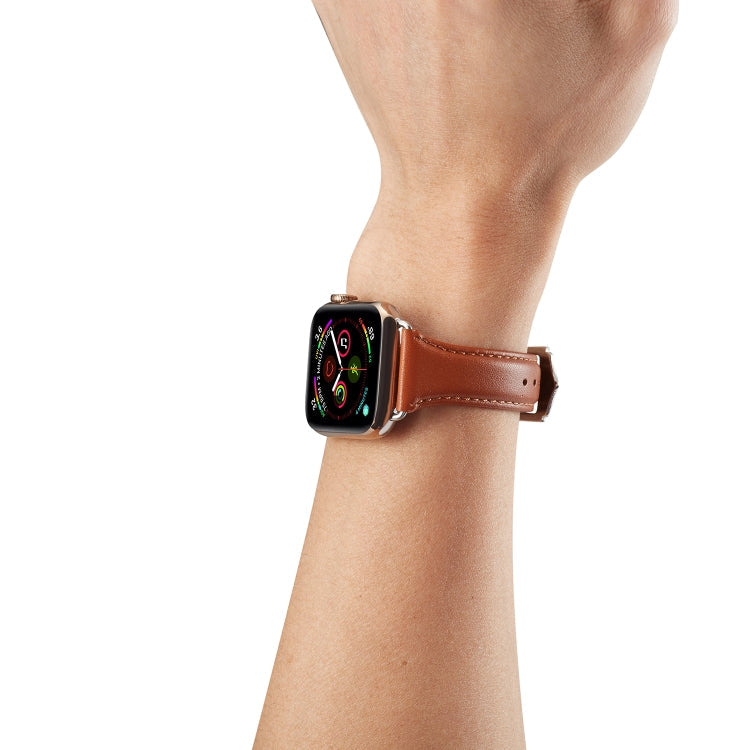 Frerndorf | Echtes Leder Armband für Apple Watch Series 7 41mm / 6 & SE & 5 & 4 40mm / 3 & 2 & 1 38mm (Braun)