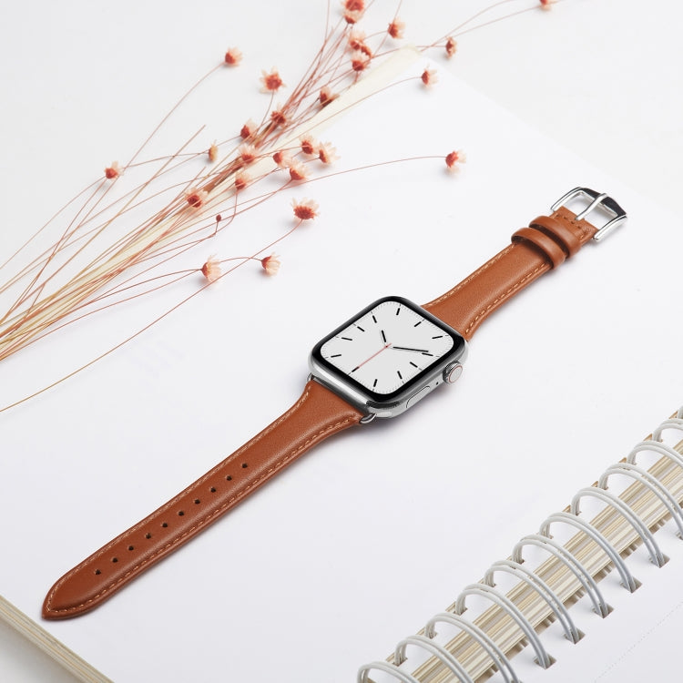 Frerndorf | Echtes Leder Armband für Apple Watch Series 7 41mm / 6 & SE & 5 & 4 40mm / 3 & 2 & 1 38mm (Braun)