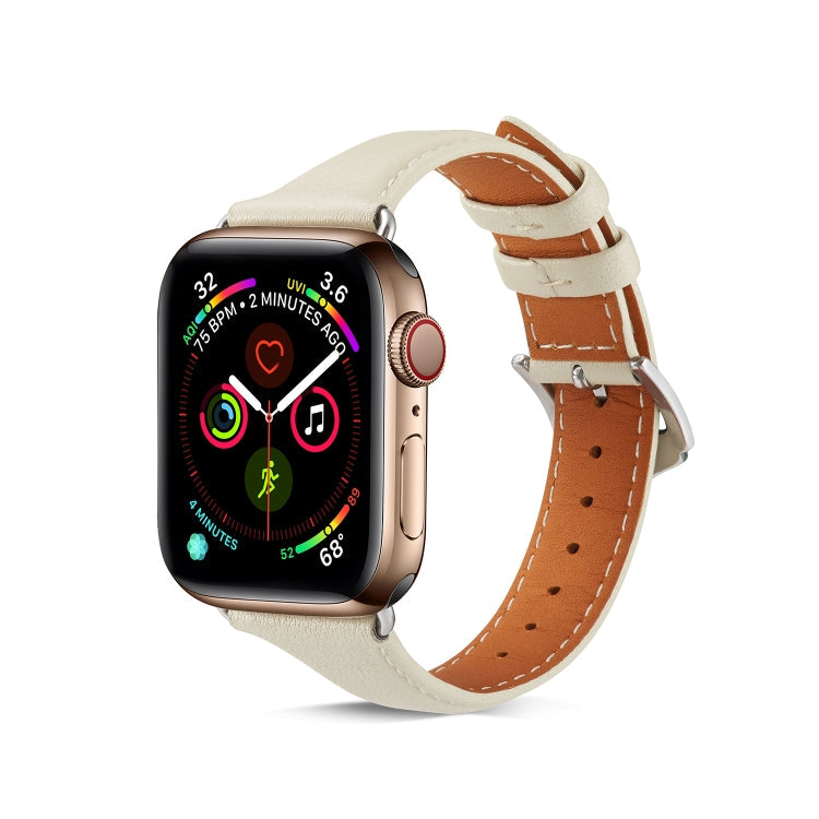 Frerndorf | Echtes Leder Armband Für Apple Watch Serie 7 41mm / 6 & SE & 5 & 4 40mm / 3 & 2 & 1 38mm (Cremig Weiß)