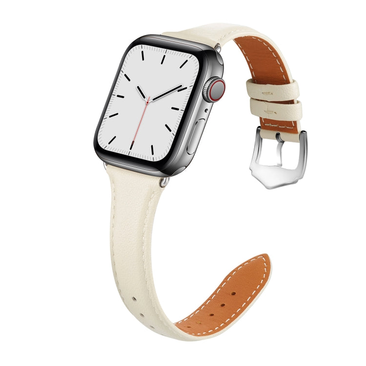 Frerndorf | Echtes Leder Armband Für Apple Watch Serie 7 41mm / 6 & SE & 5 & 4 40mm / 3 & 2 & 1 38mm (Cremig Weiß)