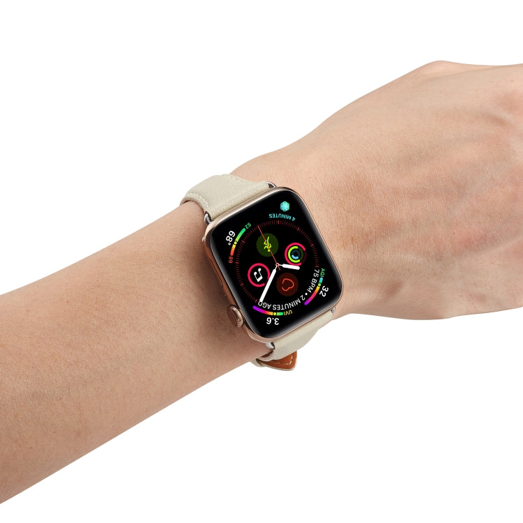Frerndorf | Echtes Leder Armband Für Apple Watch Serie 7 41mm / 6 & SE & 5 & 4 40mm / 3 & 2 & 1 38mm (Cremig Weiß)