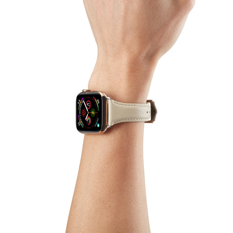 Frerndorf | Echtes Leder Armband Für Apple Watch Serie 7 41mm / 6 & SE & 5 & 4 40mm / 3 & 2 & 1 38mm (Cremig Weiß)