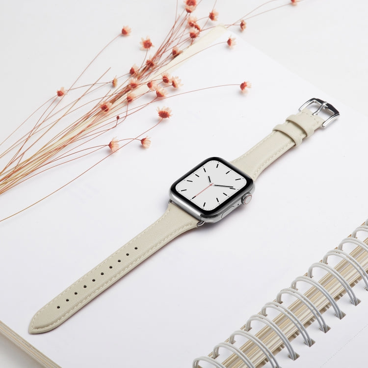 Frerndorf | Echtes Leder Armband Für Apple Watch Serie 7 41mm / 6 & SE & 5 & 4 40mm / 3 & 2 & 1 38mm (Cremig Weiß)