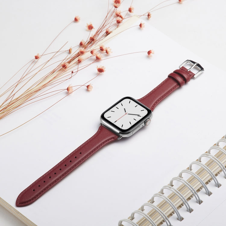 Frerndorf | Echtes Leder Uhrenarmband für Apple Watch Ultra 49mm & Watch Ultra 2 49mm / Series 9 & 8 & 7 45mm / SE 3 & SE 2 & 6 & SE & 5 & 4 44mm / 3 & 2 & 1 42mm (Weinrot)
