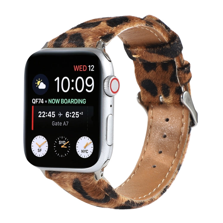 Frerndorf | Pferdehaar Flauschiges Leopardenmuster Leder Armband Für Apple Watch Series 7 41mm / 6 & SE & 5 & 4 40mm / 3 & 2 & 1 38mm(3)
