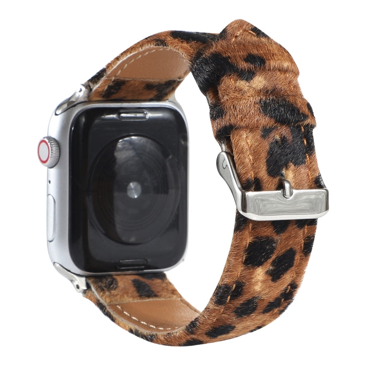 Frerndorf | Pferdehaar Flauschiges Leopardenmuster Leder Armband Für Apple Watch Series 7 41mm / 6 & SE & 5 & 4 40mm / 3 & 2 & 1 38mm(3)