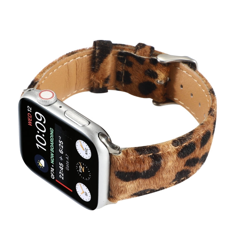 Frerndorf | Pferdehaar Flauschiges Leopardenmuster Leder Armband Für Apple Watch Series 7 41mm / 6 & SE & 5 & 4 40mm / 3 & 2 & 1 38mm(3)