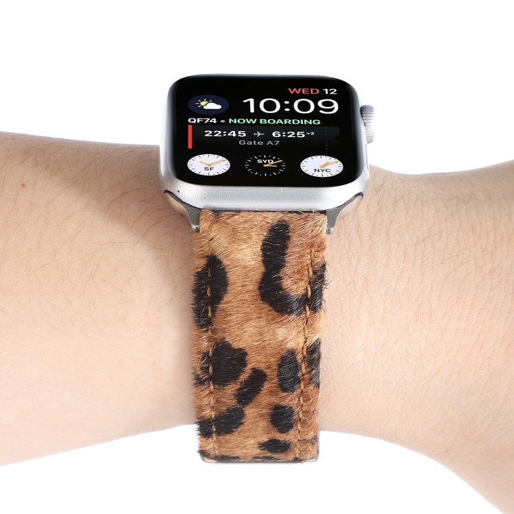 Frerndorf | Pferdehaar Flauschiges Leopardenmuster Leder Armband Für Apple Watch Series 7 41mm / 6 & SE & 5 & 4 40mm / 3 & 2 & 1 38mm(3)