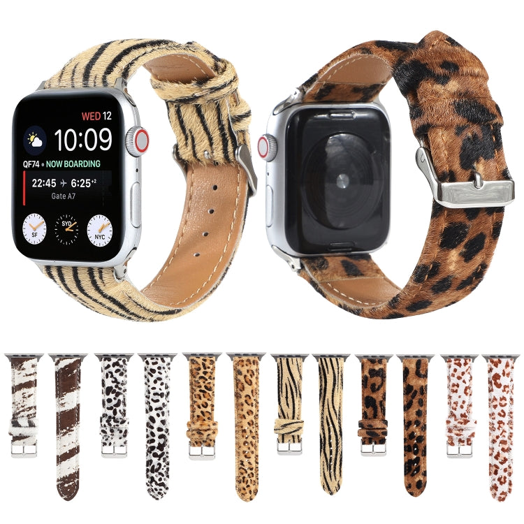 Frerndorf | Pferdehaar Flauschiges Leopardenmuster Leder Armband Für Apple Watch Series 7 41mm / 6 & SE & 5 & 4 40mm / 3 & 2 & 1 38mm(3)