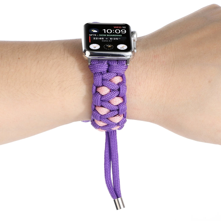 Frendorf | Geflochtenes Regenschirmkordel-Uhrenband für Apple Watch Series 9&8&7 41mm / SE 3&SE 2&6&SE&5&4 40mm / 3&2&1 38mm (Lila)