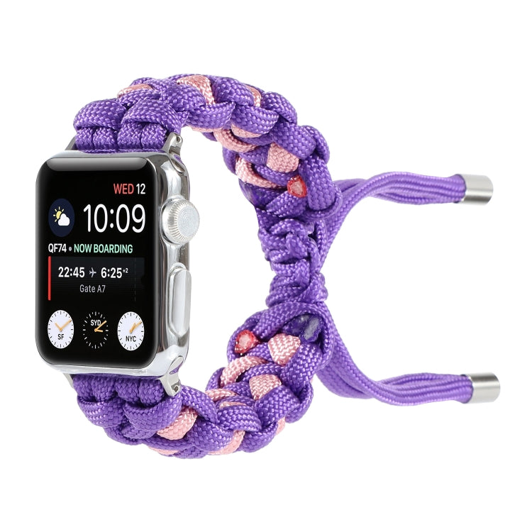 Frendorf | Geflochtenes Regenschirmkordel-Uhrenband für Apple Watch Series 9&8&7 41mm / SE 3&SE 2&6&SE&5&4 40mm / 3&2&1 38mm (Lila)