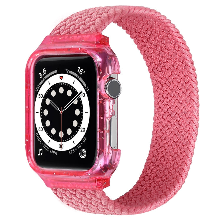 Frerndorf | Weben Handgelenk Uhr Armbänder mit Rahmen für Apple Watch Series 9&8&7 41mm / SE 3&SE 2&6&SE&5&4 40mm / 3&2&1 38mm, Länge:145mm (Helles Pink)